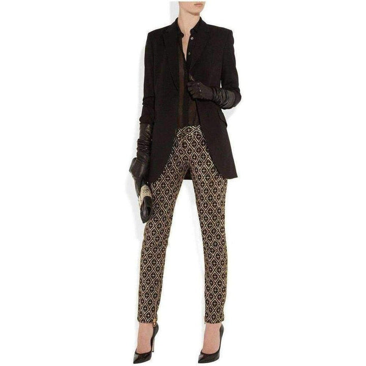 Metallic jacquard skinny pants