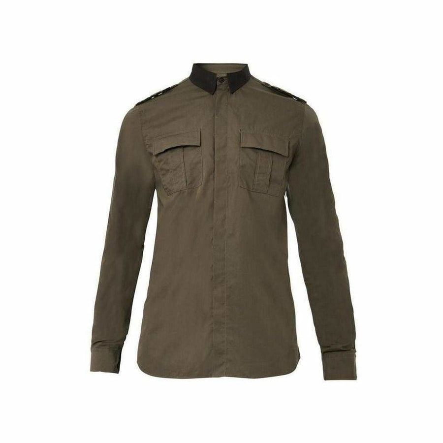 Balmain-Military Khaki Shirt Style W4HT113B985B - Runway Catalog