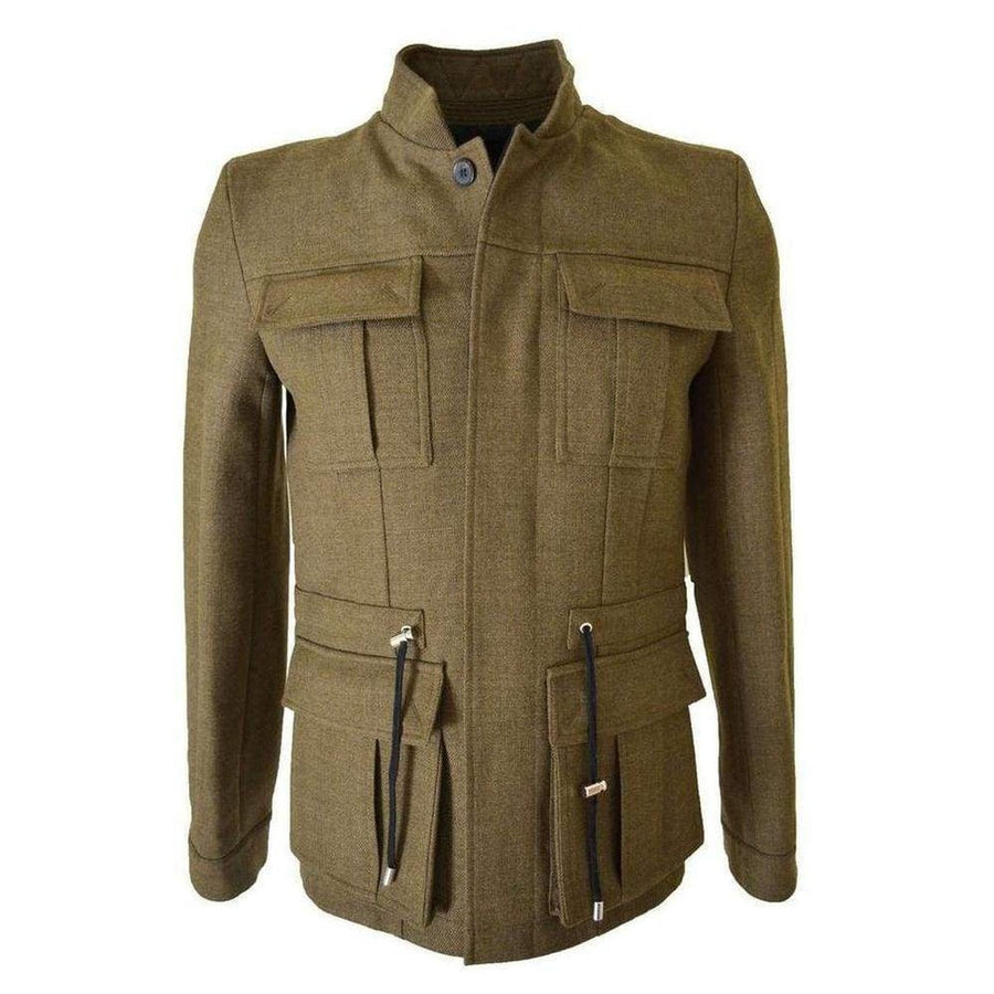 Balmain-Military Olive Green Basic Wool Jacket W4HT735C624 - Runway Catalog