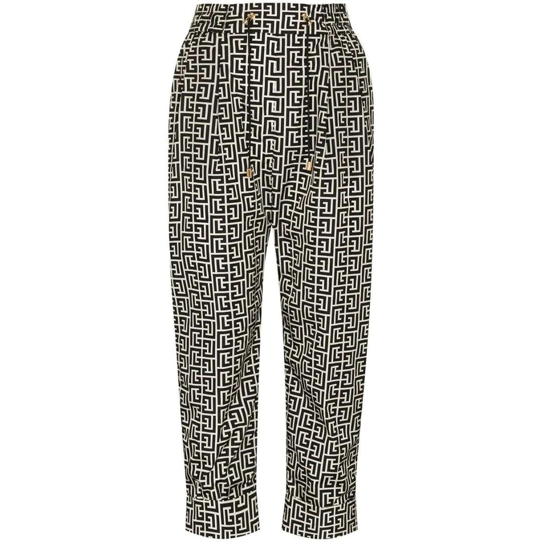 Balmain-Monogram Print Cropped Track Pants - Runway Catalog