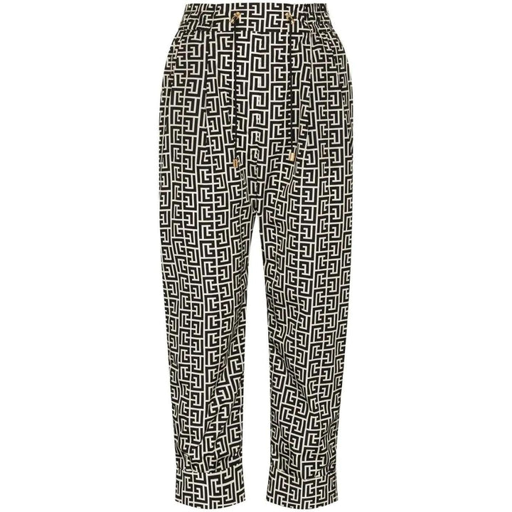 Balmain-Monogram Print Cropped Track Pants - Runway Catalog