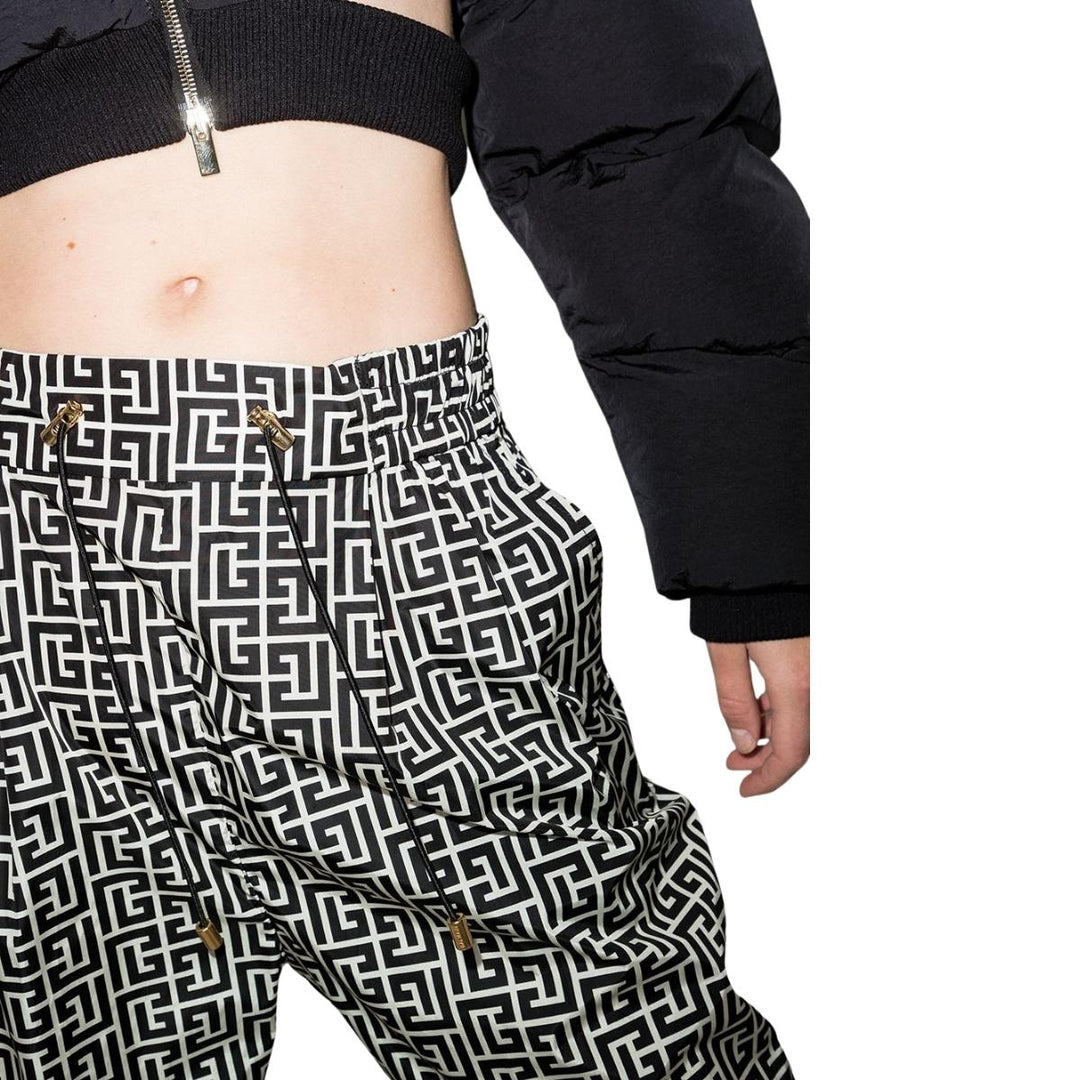 Monogram Print Cropped Track Pants