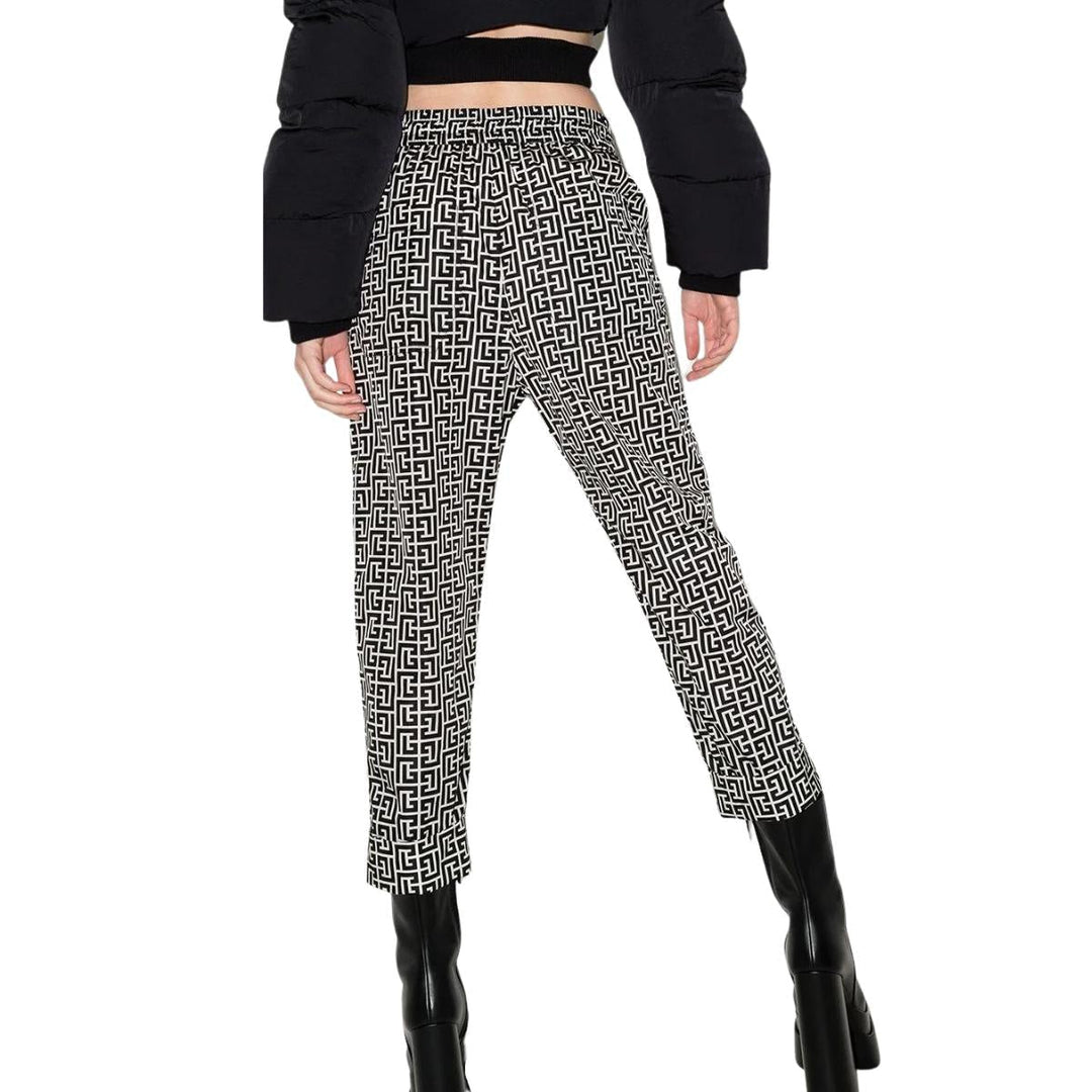 Monogram Print Cropped Track Pants
