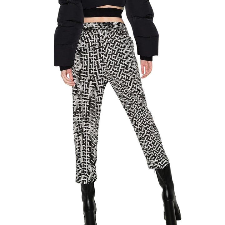 Monogram Print Cropped Track Pants