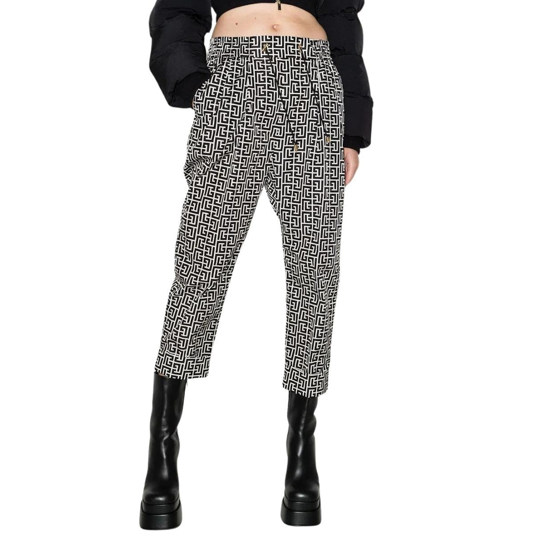 Monogram Print Cropped Track Pants