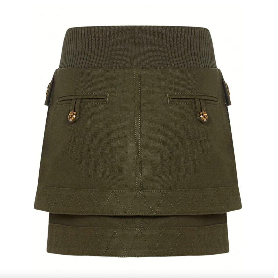 Patch-pockets Mini Denim Skirt