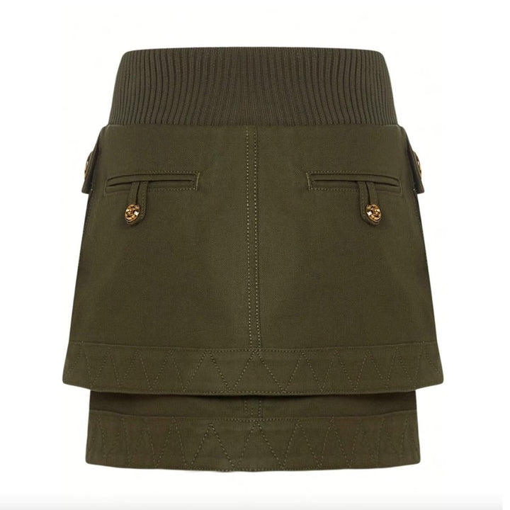 Patch-pockets Mini Denim Skirt