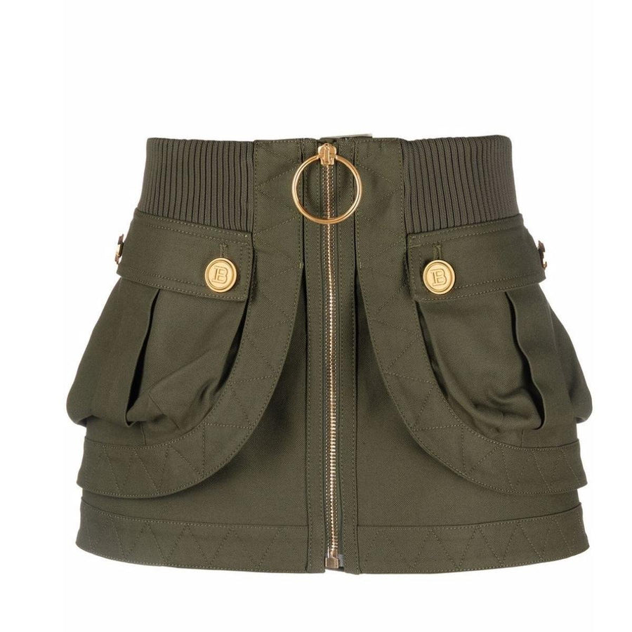 Balmain-Patch-pockets Mini Denim Skirt - Runway Catalog