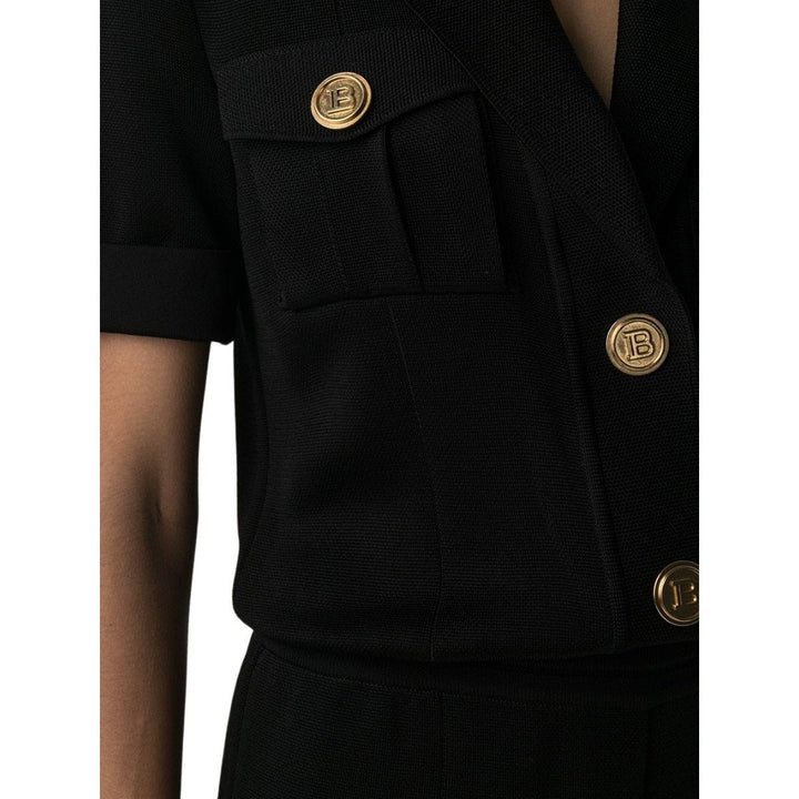 Peak Lapel Knitted Jumpsuit