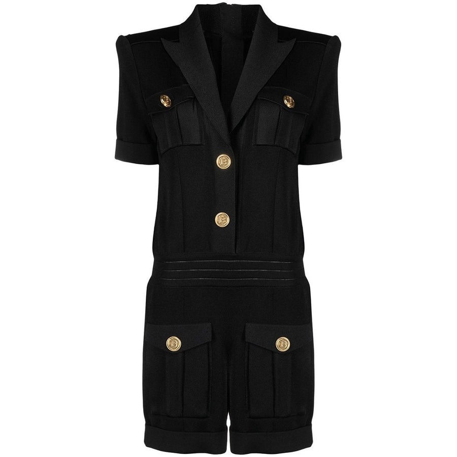 Balmain-Peak Lapel Knitted Jumpsuit - Runway Catalog