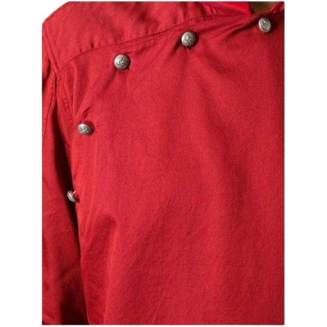 Red Asymmetrical Button Long Sleeve Shirt