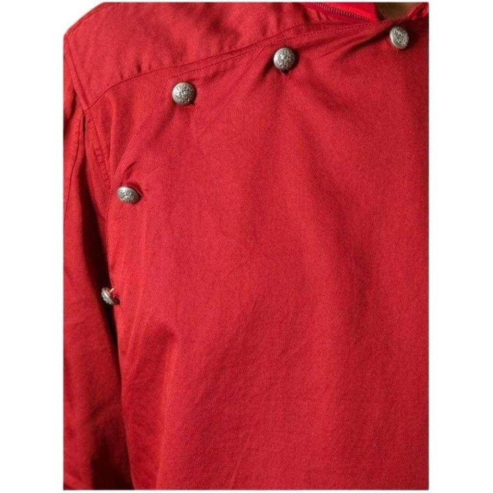 Red Asymmetrical Button Long Sleeve Shirt
