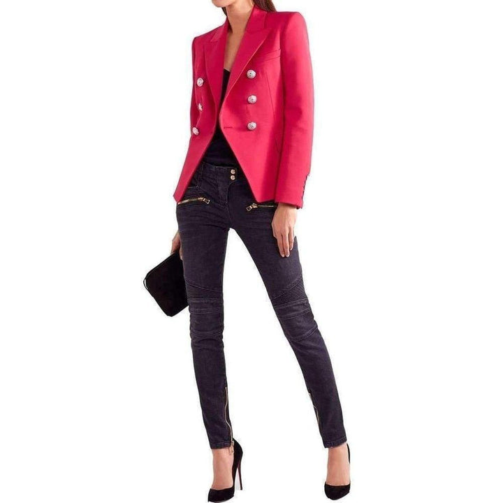 Red Double Breasted Wool Jacket