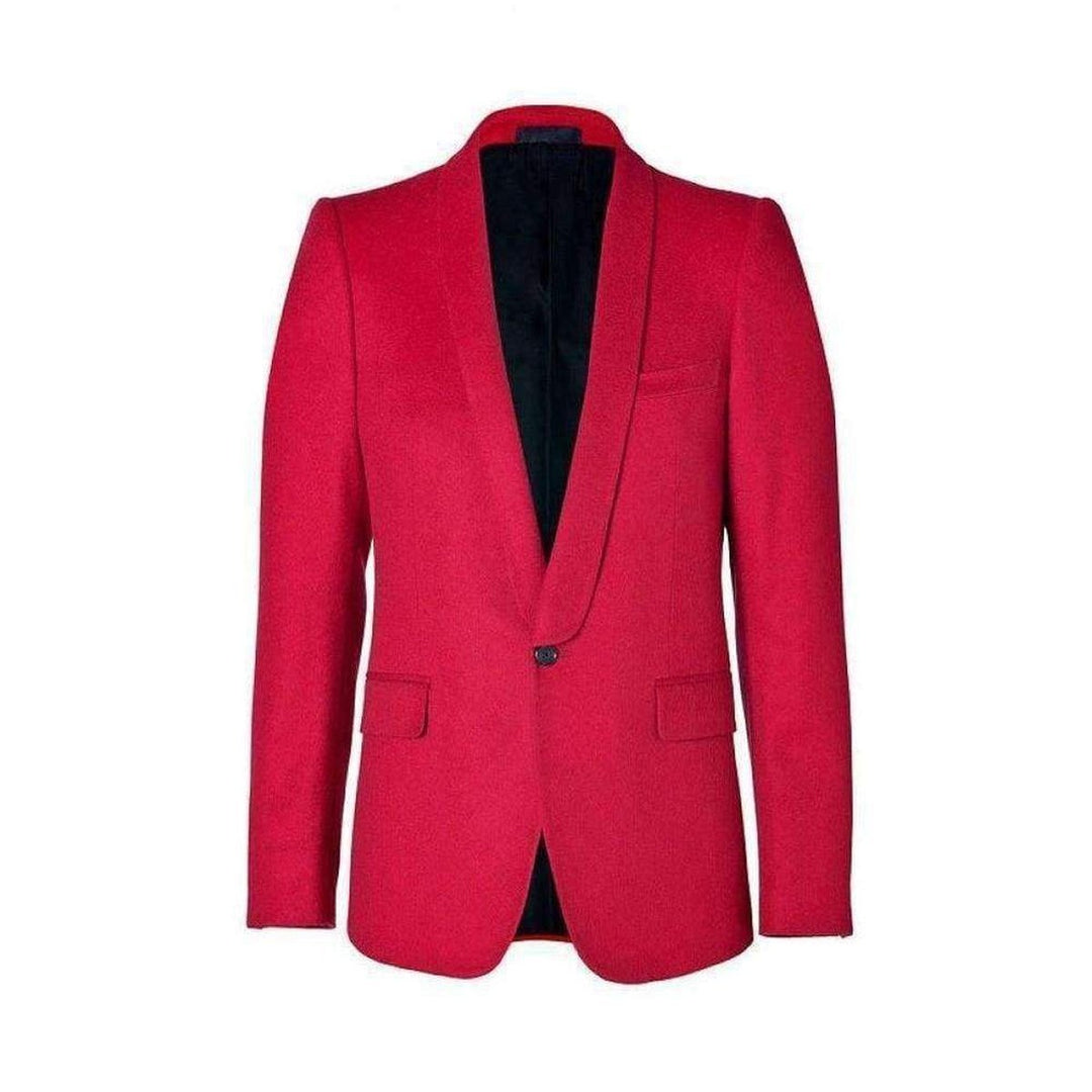 Balmain-Red Wool One Button Blazer Jacket - Runway Catalog