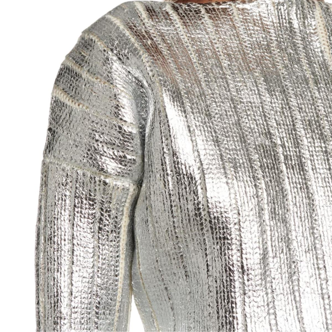 Silver Cropped Wool-blend  Sweater