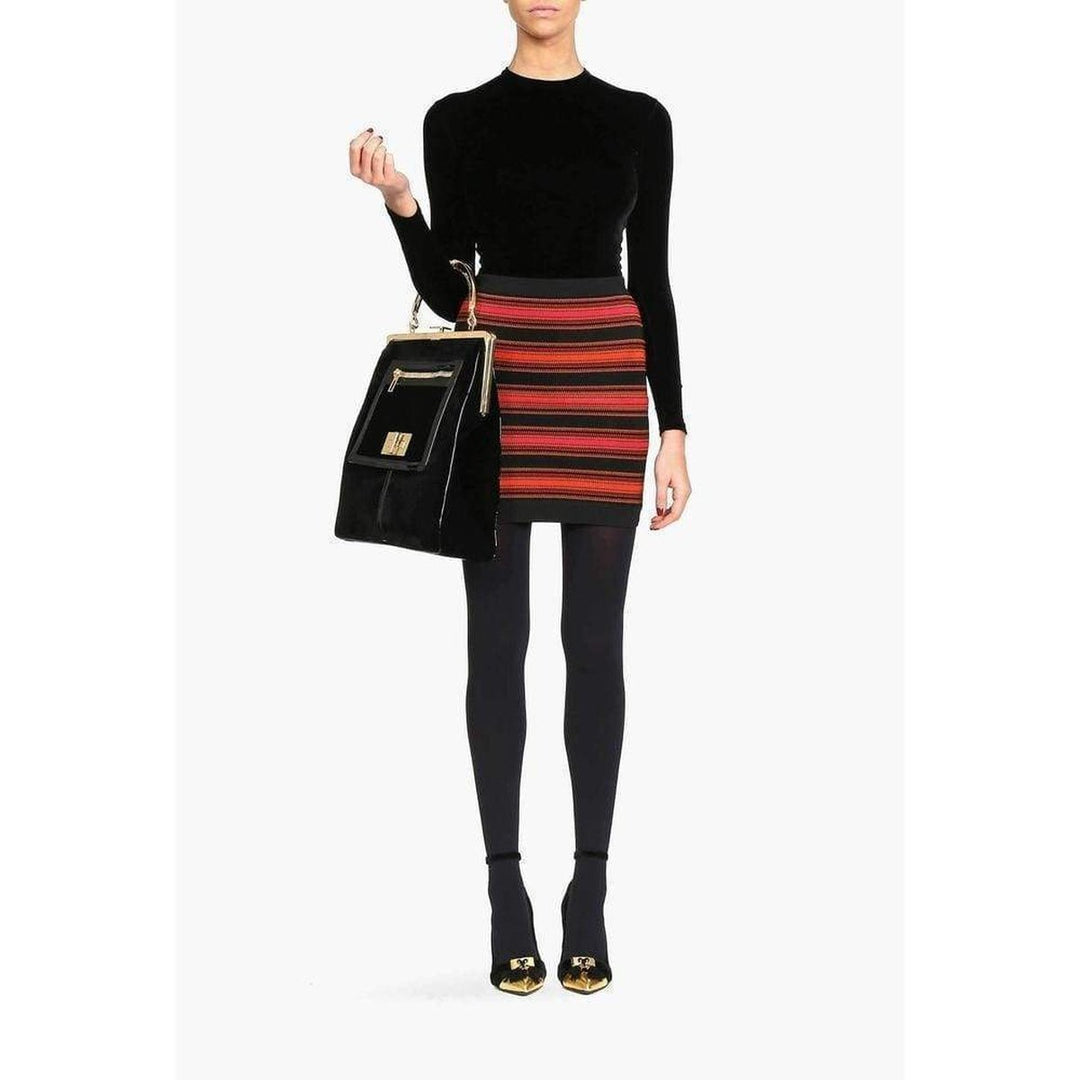 Striped Stretch-Knit Mini Skirt
