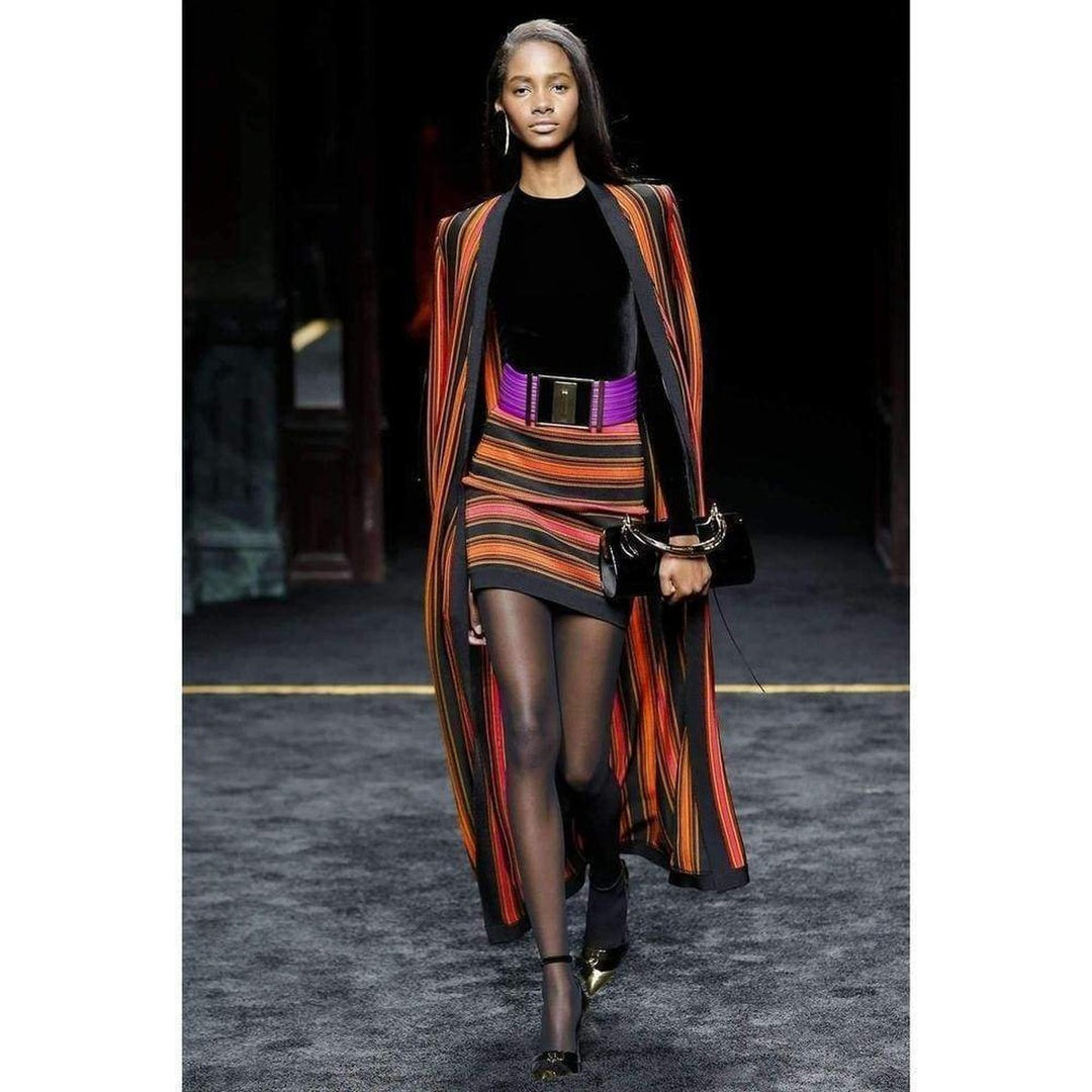 Striped Stretch-Knit Mini Skirt