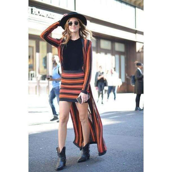 Striped Stretch-Knit Mini Skirt