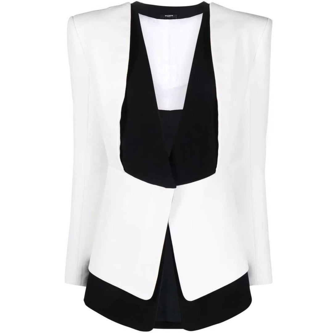 Balmain-Two-tone Crepe Blazer - Runway Catalog