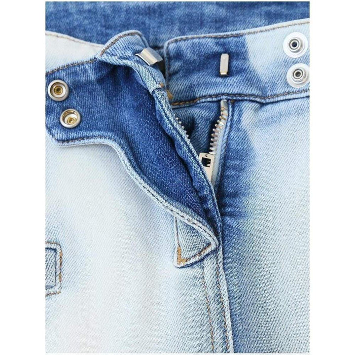 Washed Stretched Cotton Biker Jeans