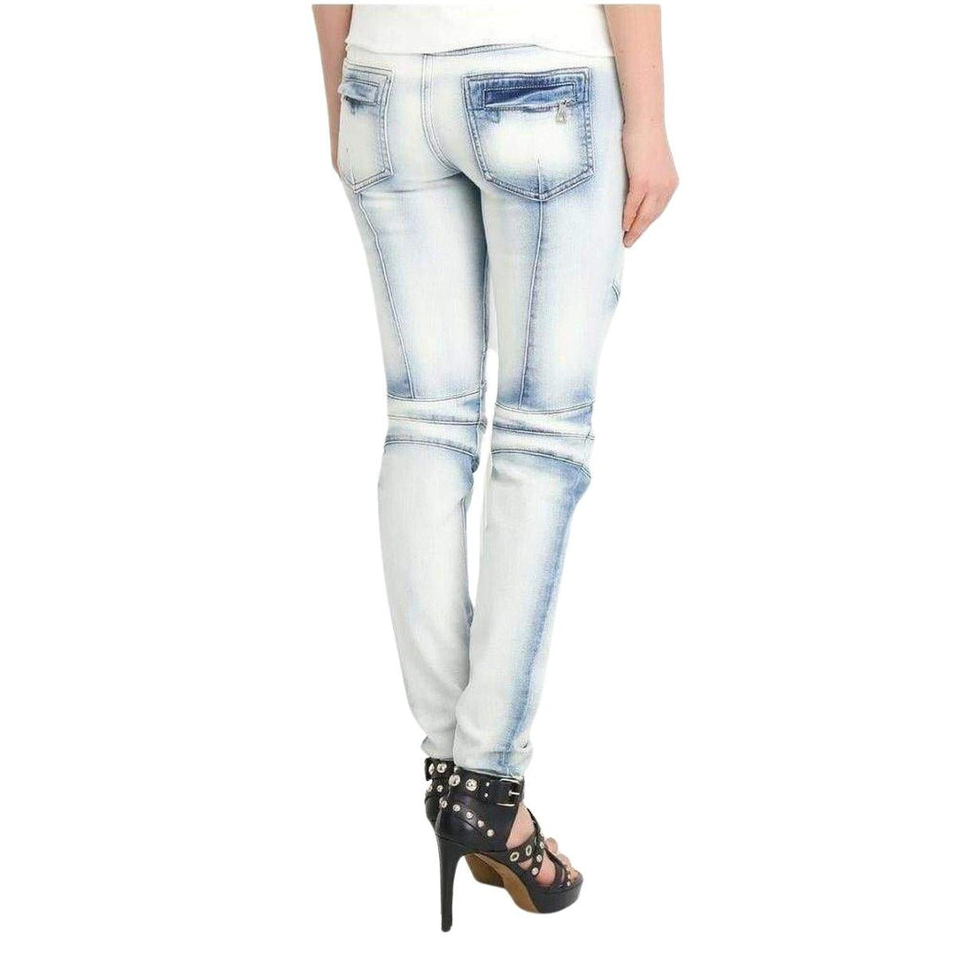 Washed Stretched Cotton Biker Jeans