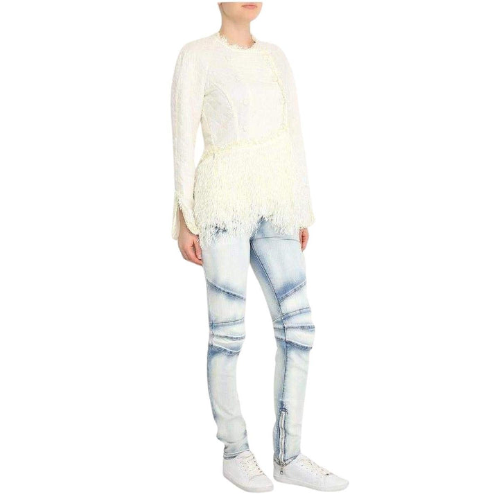Washed Stretched Cotton Biker Jeans