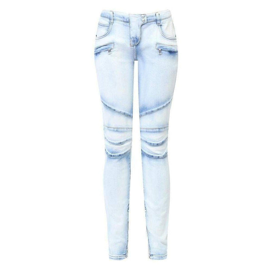 Balmain-Washed Stretched Cotton Biker Jeans - Runway Catalog