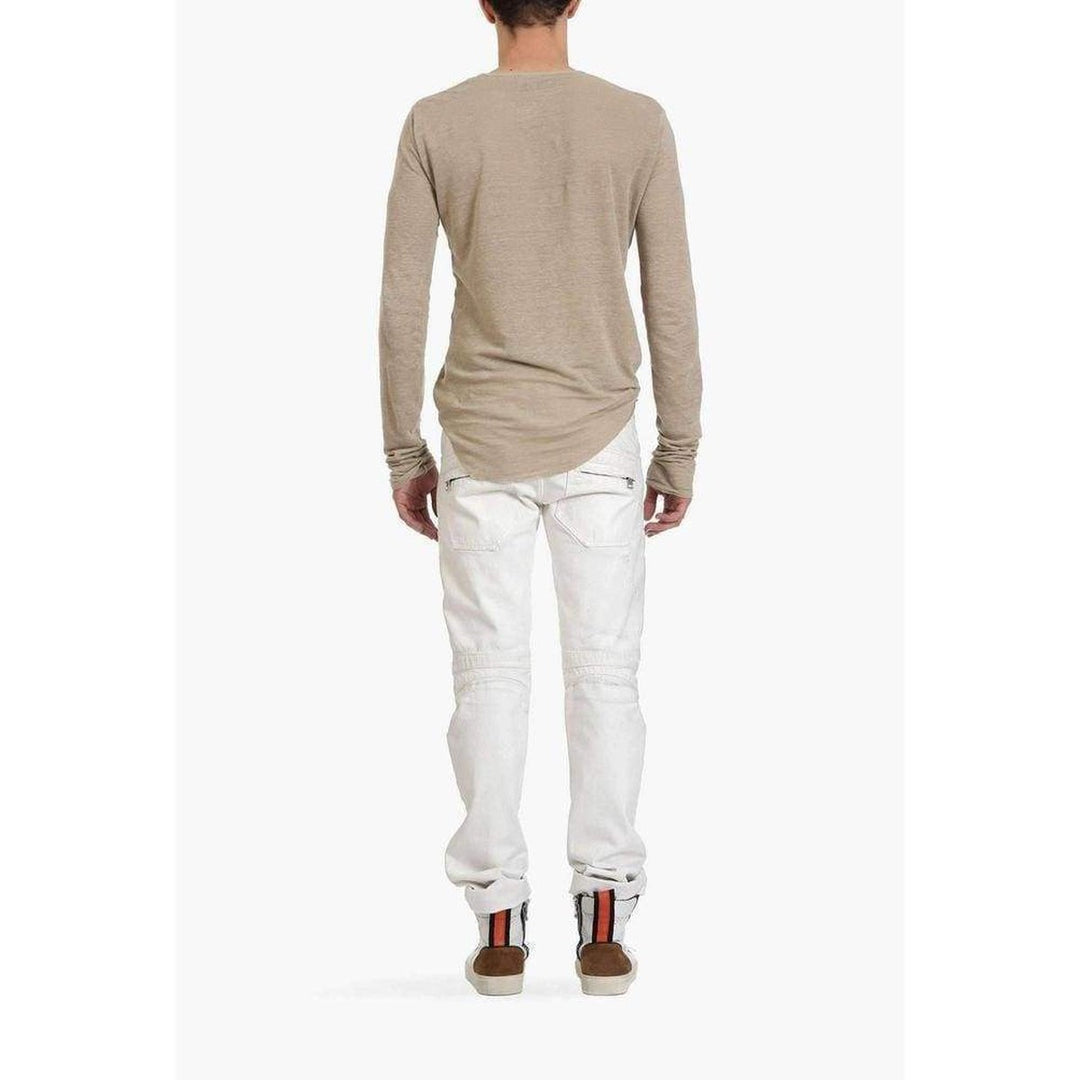 White Biker Destroyed Denim Jeans
