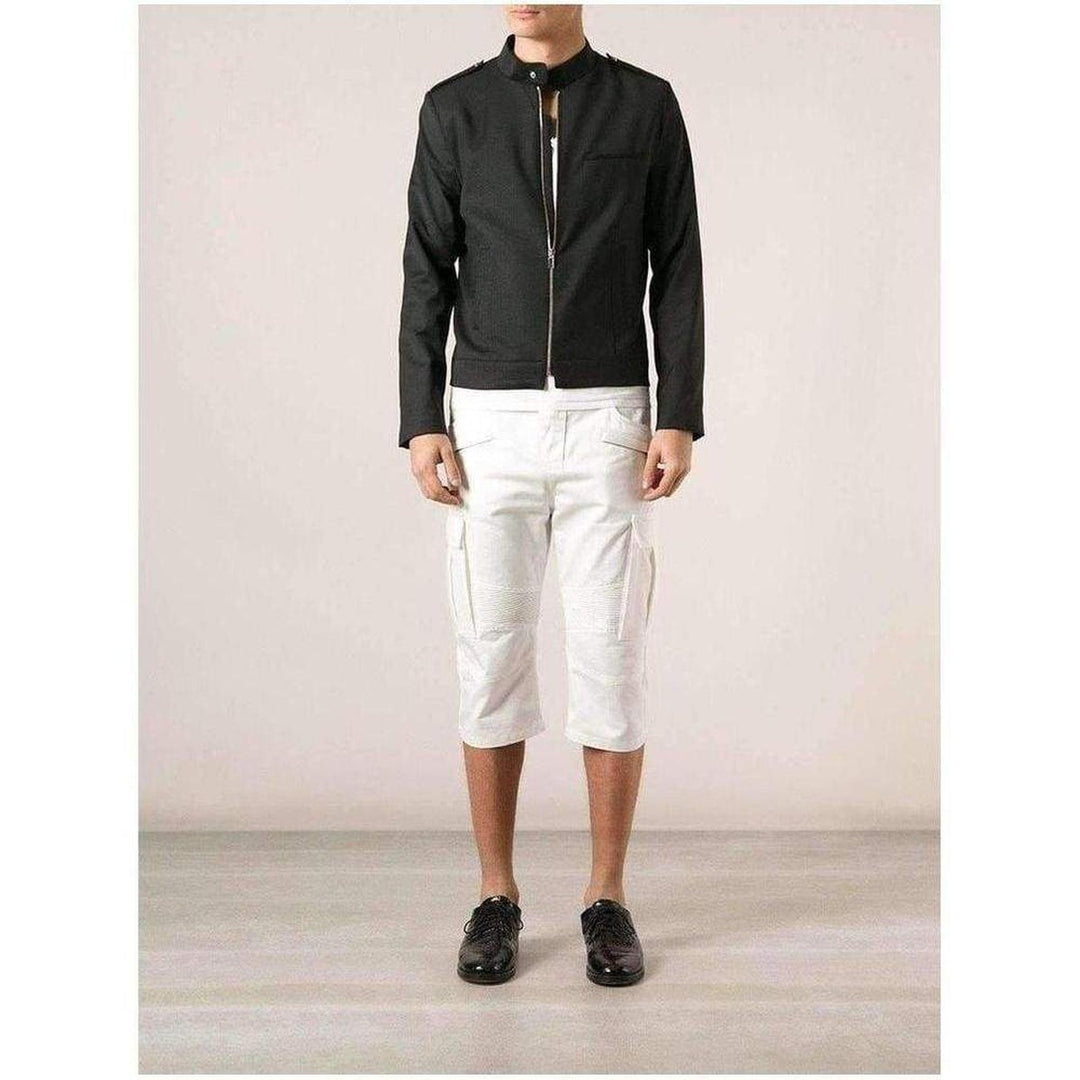 White Cotton Cargo Biker Shorts