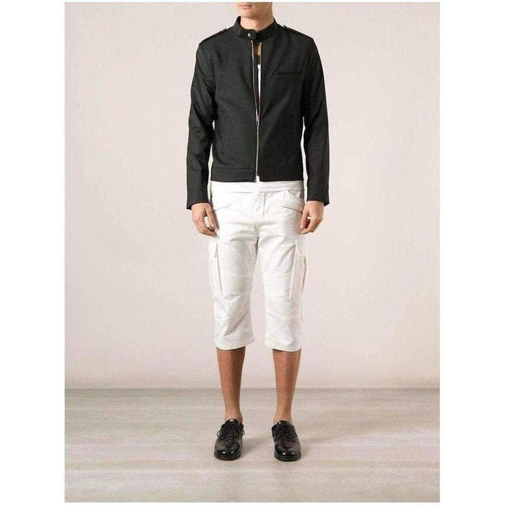 White Cotton Cargo Biker Shorts
