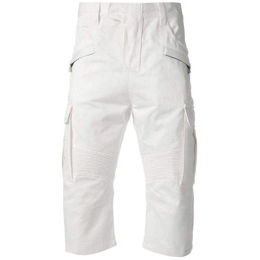 Balmain-White Cotton Cargo Biker Shorts - Runway Catalog