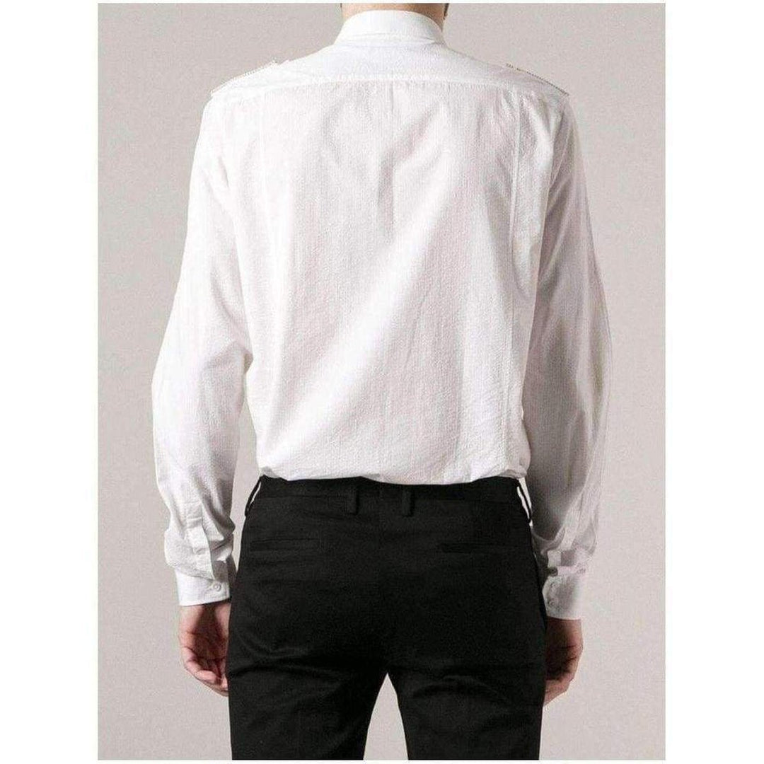 White Cotton Military Shirt