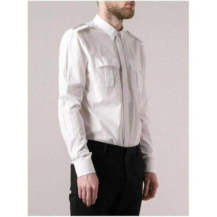 White Cotton Military Shirt