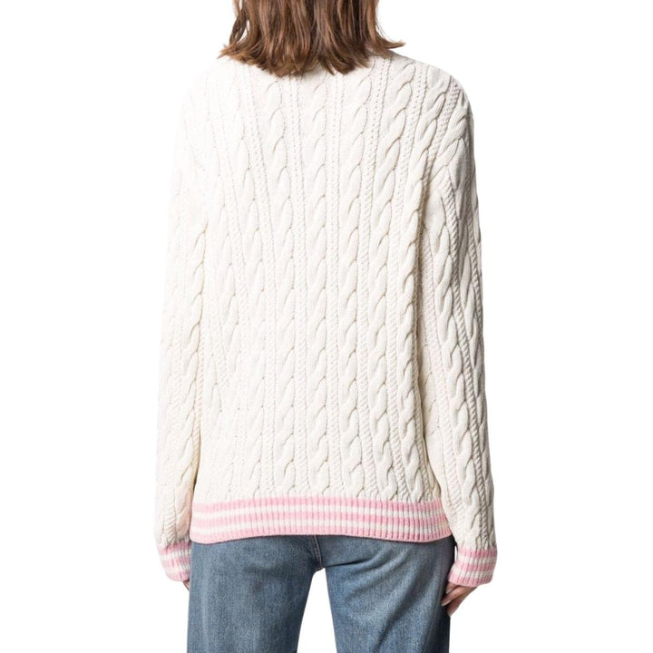 Wool-Blend Cable Knit Sweater With Patch