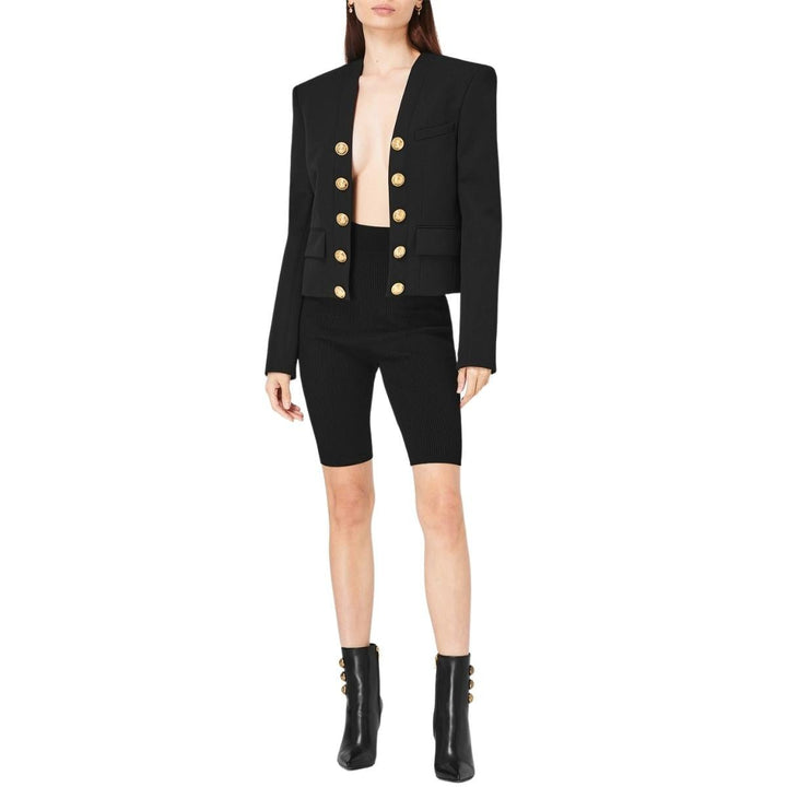 Wool Decorative Button Detail Jacket