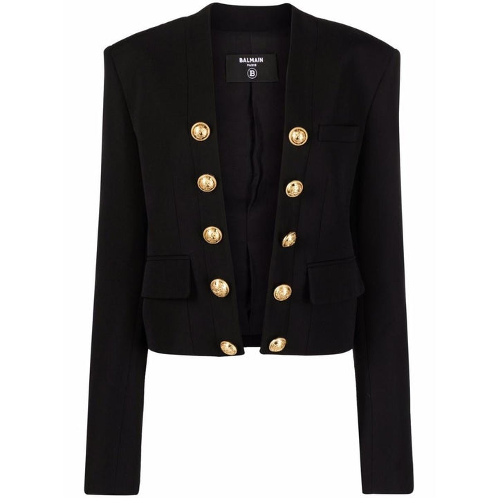 Balmain-Wool Decorative Button Detail Jacket - Runway Catalog