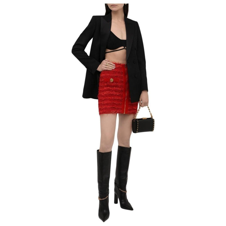 Zipped Tweed Mini Skirt