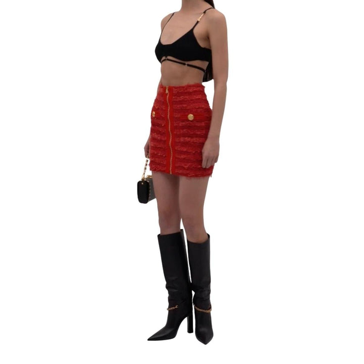 Zipped Tweed Mini Skirt