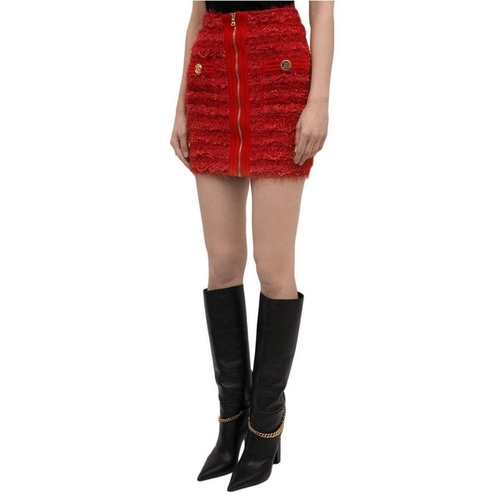 Zipped Tweed Mini Skirt