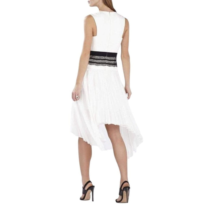 Sleeveless Pleated-Skirt Lace-Trim Dress