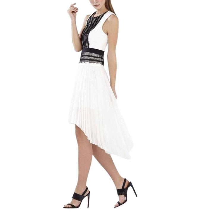 Sleeveless Pleated-Skirt Lace-Trim Dress