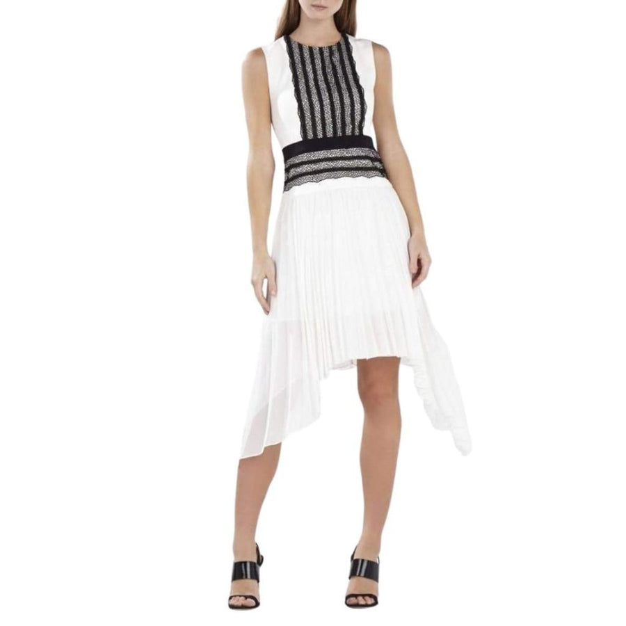 BCBGMAXAZRIA-Adelyn Sleeveless Pleated-Skirt Lace-Trim Dress - Runway Catalog