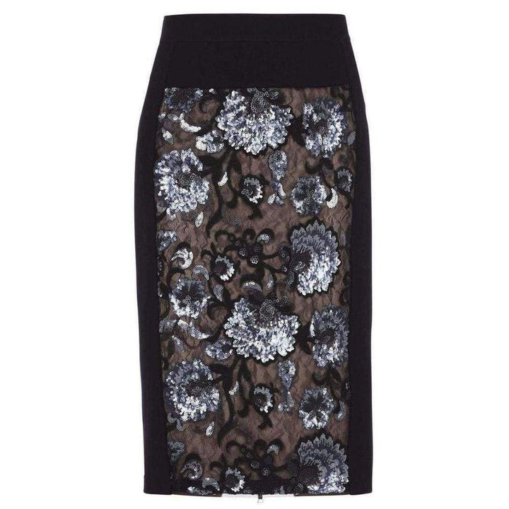 BCBGMAXAZRIA-Aideen Floral Sequinned Pencil Skirt - Runway Catalog