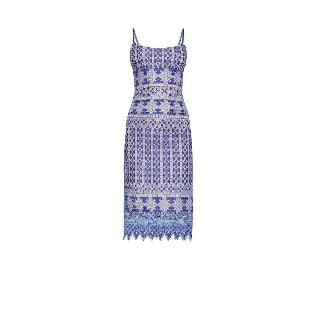 BCBGMAXAZRIA-Alese Geometric Lace Midi Dress - Runway Catalog