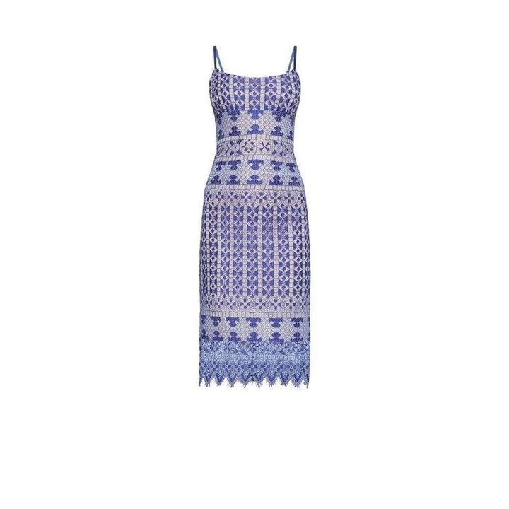 BCBGMAXAZRIA-Alese Geometric Lace Midi Dress - Runway Catalog