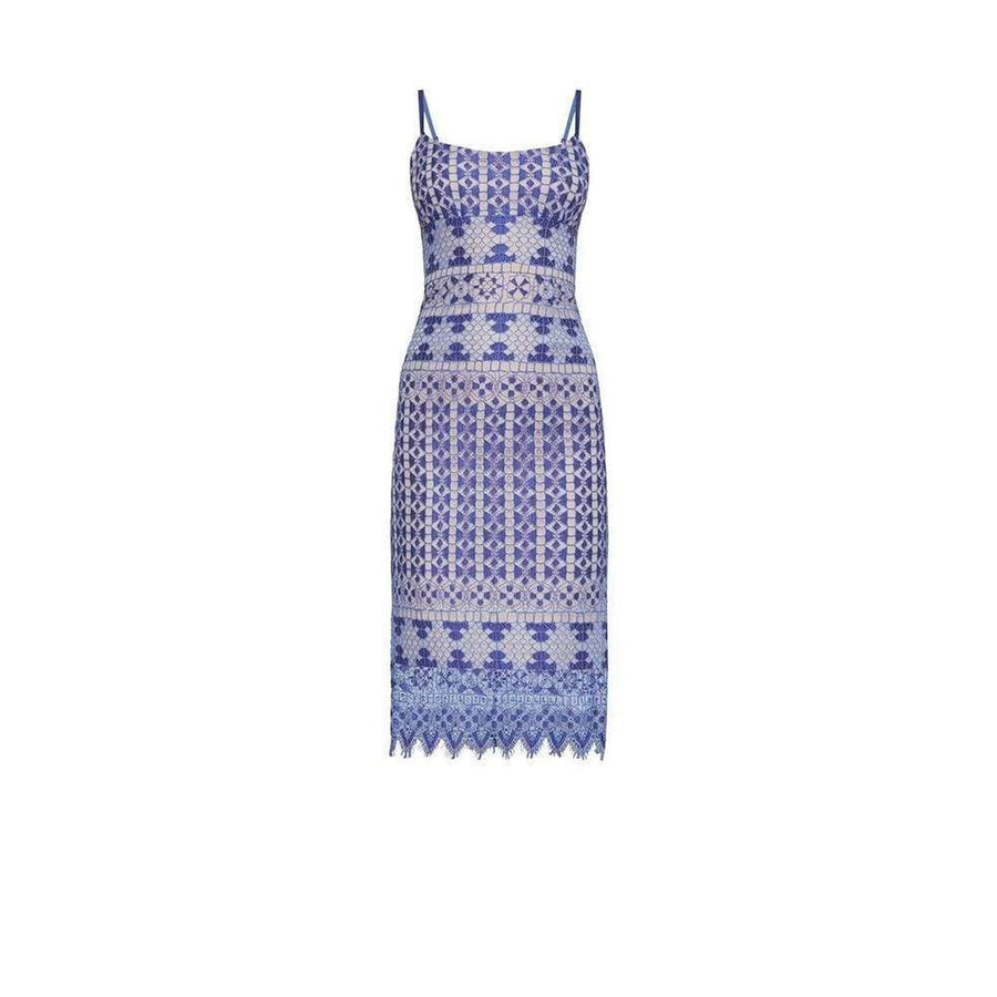 BCBGMAXAZRIA-Alese Geometric Lace Midi Dress - Runway Catalog