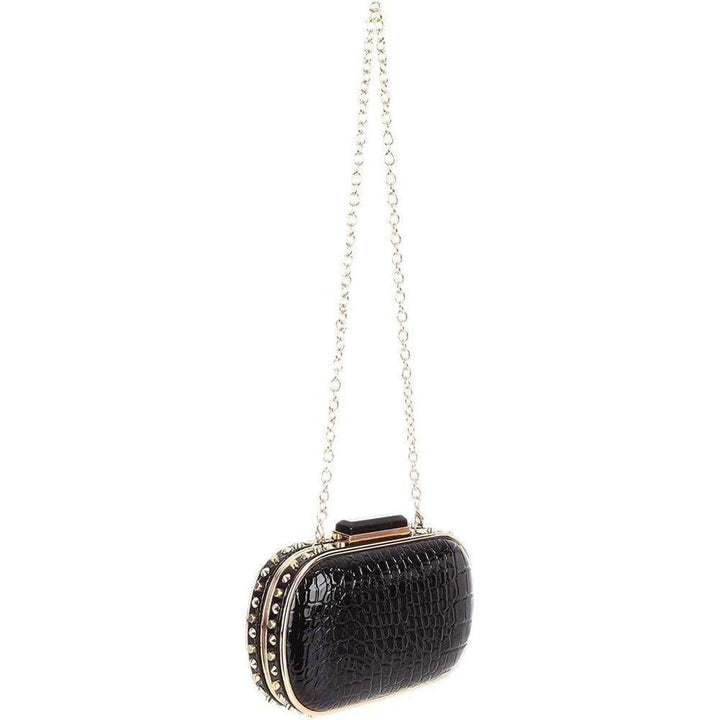 Alexa Black Patent Faux Leather Clutch