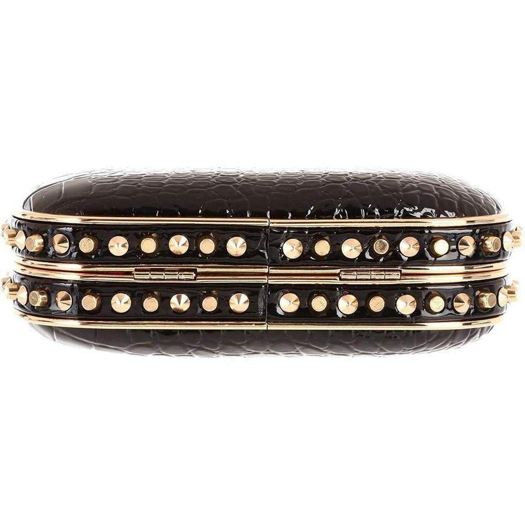 Alexa Black Patent Faux Leather Clutch