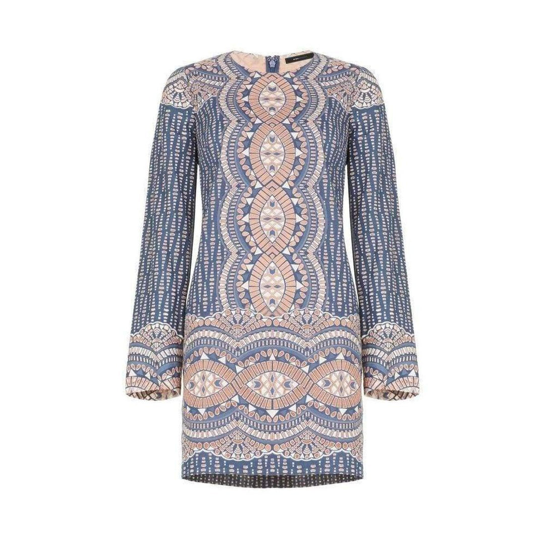 BCBGMAXAZRIA-Allina Burnout Deco Print Mesh Dress - Runway Catalog