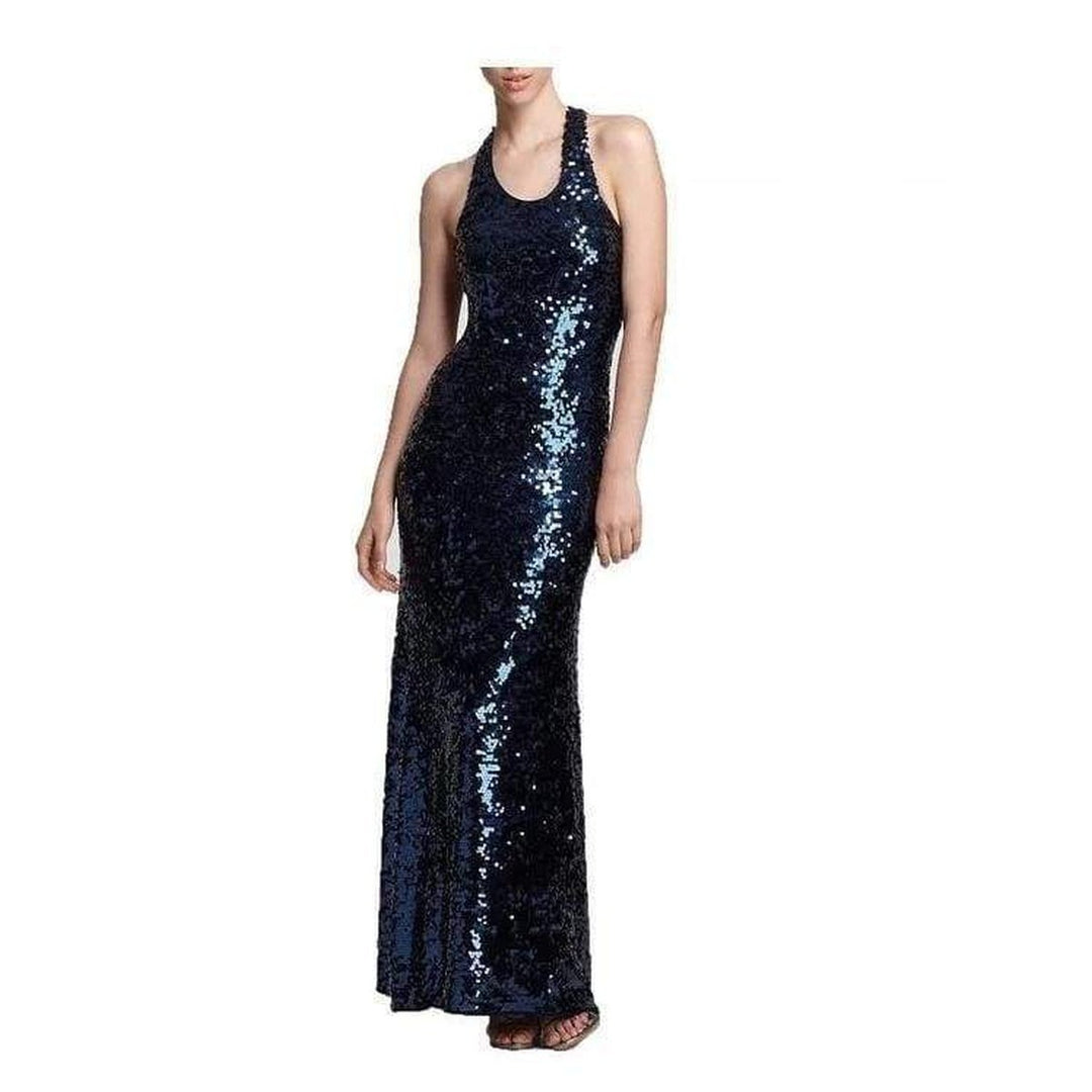 BCBGMAXAZRIA-Allure Blue Sequined Maxi Dress - Runway Catalog